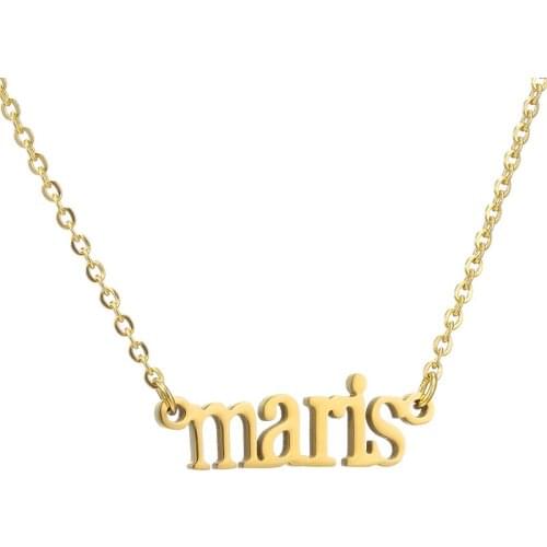 Customized Name Stainless Steel Necklace Personalized Custom Letter Choker Necklace Pendant Nameplate Gift Gold Silver Color