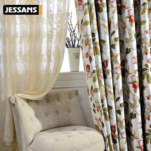 2021 New Curtains for Living Dining Room Bedroom Pastoral Style Simple Printing Shading Finished Product Customization