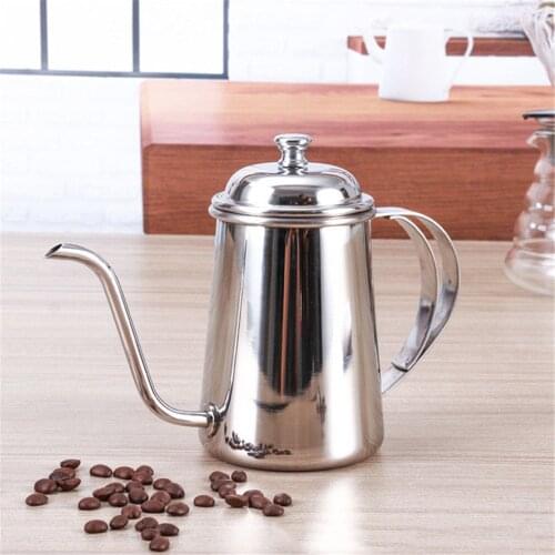 New 650ml Pour Over Kettle Coffee Maker Thickend 304 Stainless Steel Long Mouth Drip Tea Pot Jug 650cc