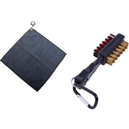 New Golf towel Brush tool Kit with Club Groove Cleaner Retractable Extension Cord and Clip free shipping