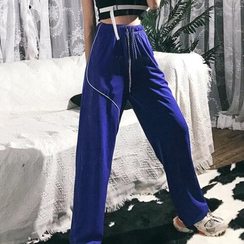 Autumn Fashion Jogging Pants Women High Waist Straight Sexy Blue Womens Sports Running Training Pants Sportswear Woman Trousers