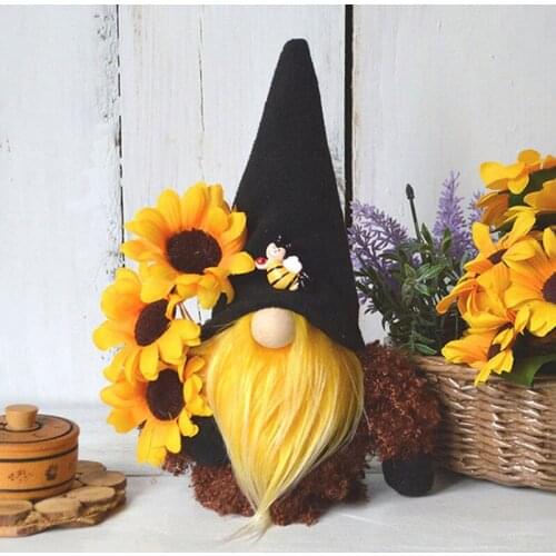 Bee Gnome Sunflower Doll Desktop Plush Gnomes Ornaments Handmade Faceless Cute Elf Doll Home Festival Decor TS2