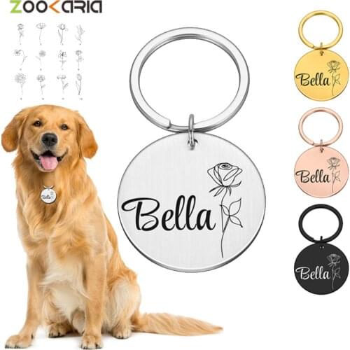Personalized Pet Name Custom Dogs Owner Constellation Flower Unique Anti-lost Diy Tag Bring Lucky Medals For Cat Puppy Pendant