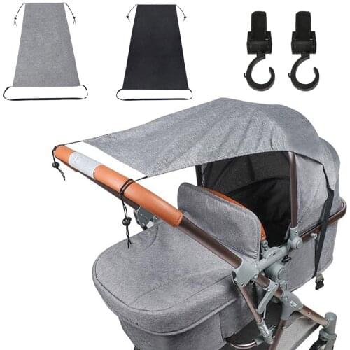 Universal Pram Sunshade Windproof Waterproof UV50+ UV Protection Baby Stroller Sun Shade Cover Visor Sail with Bag 2 Hooks