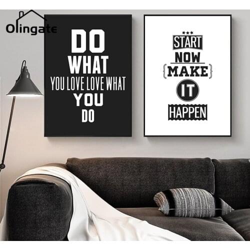 Modern Minimalist Black White Quotes Canvas Painting Modern Motivational Letter Wall Picture One Piece Wall Art Home Room Decor
