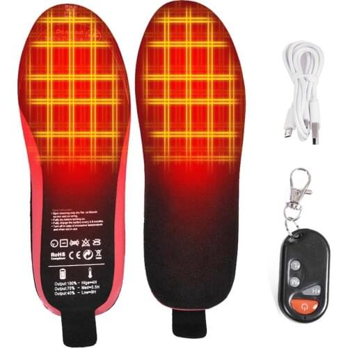 Unisex Rechargeable USB Electrically Heating Insoles Heated Shoe Insoles Warm Thermal Insoles with Remote Control Foot Warmer