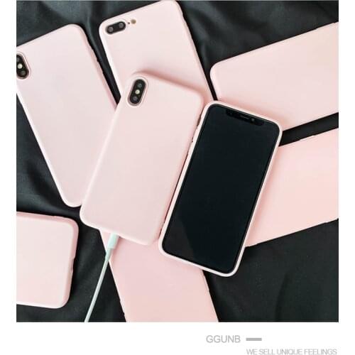 Light Pink Matte Phone Case For iphone 12 11 Pro XS Max XR X 8 7 6S 6 Plus SE 2020 Silicone Cases Solid Color Soft Back Cover