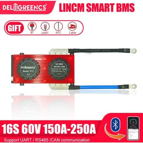 Smart BMS 16S 150A 200A 250A LiFePO4 Battery BMS for 60V Battery pack with Bluetooth CAN communicatio UART RS485