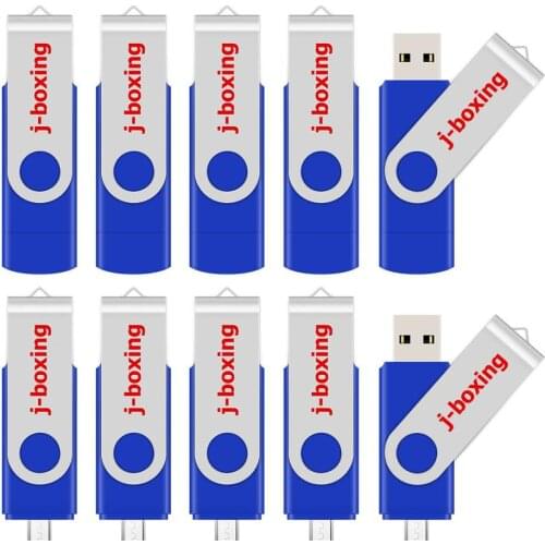 J-boxing 10PCS OTG 16GB USB Flash Pendrive Dual Port 16gb Micro USB Stick Flash Drives Metal Swivel for Android Smart Phone PC