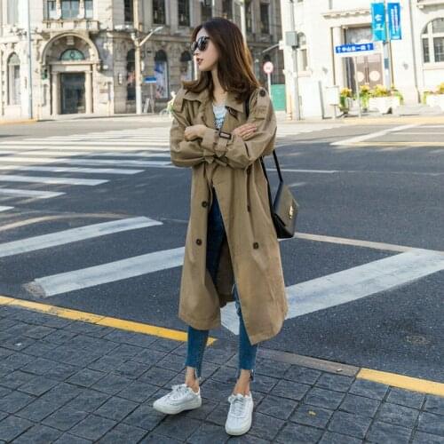British Style Windbreaker Spring Women Clothes 2020 Korean Mid-length Double Breasted Fashion Trench Coats Female Outwear Q1269