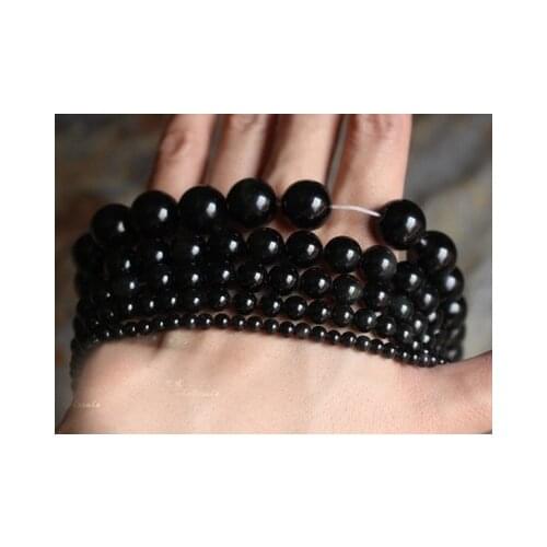 STENYA 4mm black onyx natural stone jewelry findings smooth loose beads diy kit necklace earring men bracelet strand wholesale