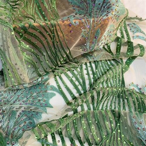 50cm*140cm Green Lace Fabric Plant Pattern Mesh Fabric Water Soluble Embroidery Fabric Designer Fabric for DIY Sewing Clothing