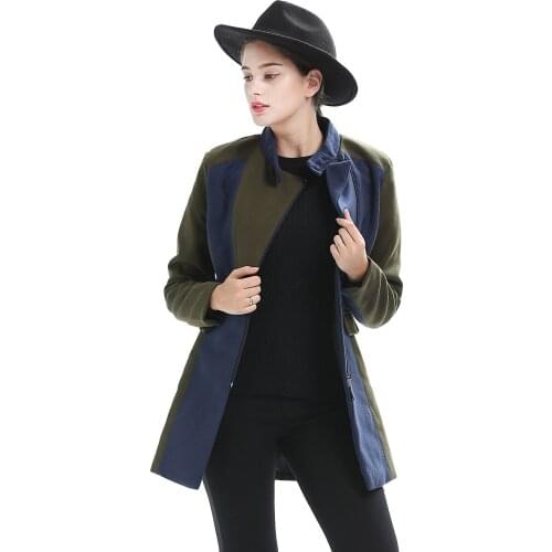 Autumn And Winter Brand Womens Loose Collision Color Lead Will Self-cultivation Temperament Woolen Ma'am Loose Coat JR1116