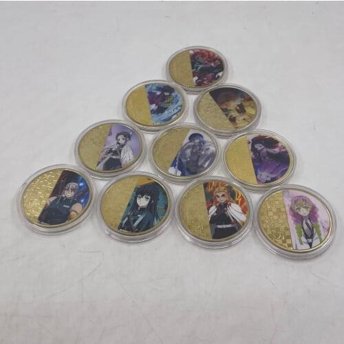 10 Designs Japanese Demon Slayer Anime Gold Plated Coins Collectibles 5 deigns for selection