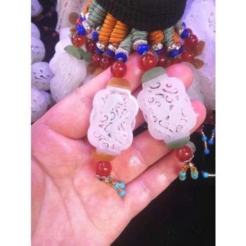 100% natural hetian White jade Pendants Handcarved hollow Pendant jade pendant men women pendants jade gift for friends jewelry