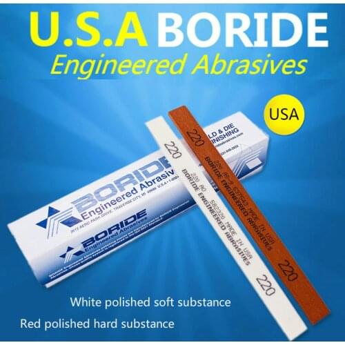 12pcs U.S.A BORIDE oil stone mold polishing stone imported oil stone strip AS-9 red AO white 3x12x180mm 1/8*1/2*6" Free Shipping