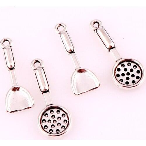 30Pcs/Lot Kitchen Cooking Shovel Spoon Antique Making Pendant Vintage Tibetan Silver DIY Bracelet Necklace