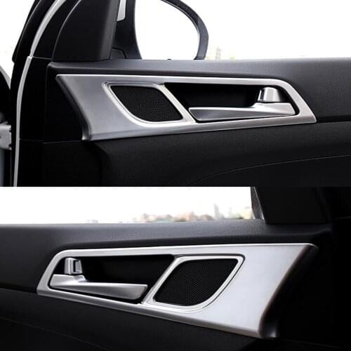 4Pcs/set Car Interior Door Handle Bowl Sequins Trim Frame Styling Sticker For Hyundai Tucson 2015 Auto Accessory