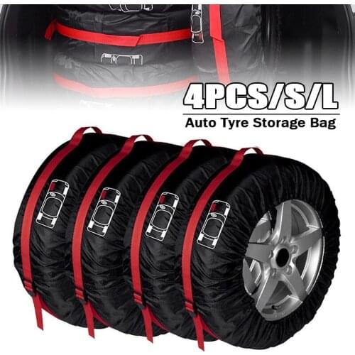 4pcs Dust-proof Waterproof Protector Car Spare Tire Cover Case Polyester Auto Wheel Tires Storage Bags Vehicle Tyre Accessories