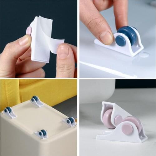 4pcs Adhesive Pulley Storage Box Casters Trash Self Adhesive Furniture Wheel Home Silent No Trace Pasteable Storage Wheel