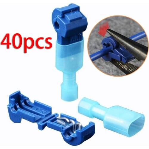 40Pcs Wire Connector T-Tap Self-Stripping Quick Splice Electrical Terminals Male Female Fast Connect Cable Retractable Joints