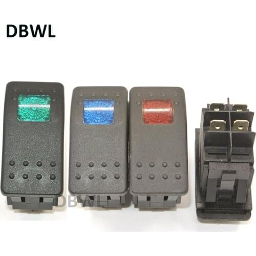 4Pin Waterproof Car Truck Light 12V 20A Rocker Toggle Switch Blue Red Green LED Light