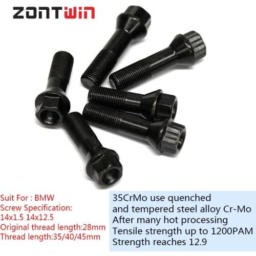 5/10/20Pieces M14x1.5 M14x1.25 Strengthen Car Alloy Wheel Nuts Bolts Screws Flat seat For BMW 3 5 7 Series X5 X6
