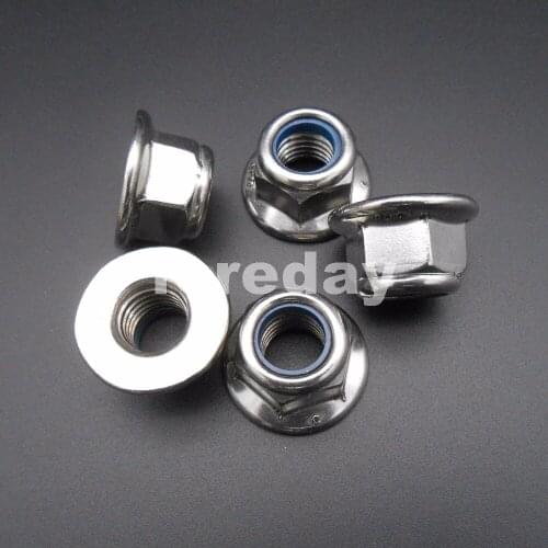 5PCS X 304 Stainless Carbon Steel M12 Nylon Insert Hex Flange Lock Nuts A2 1.75 Pitch Hexagon Nuts 12MM 5PCS/LOT HQ * BT964X5