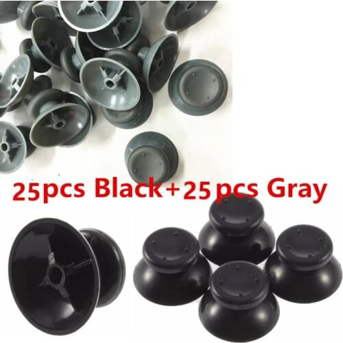 50pcs Gray Black Analog Cover 3D Thumb Sticks Joystick Thumbstick Mushroom Cap Cover For Microsoft Xbox 360 XBOX360 Controller