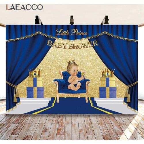 Baby Shower Backgrounds For Photography Blue Curtain A Little Prince Is On the Way Gift Family Shoot Photo Backdrop Desert Table