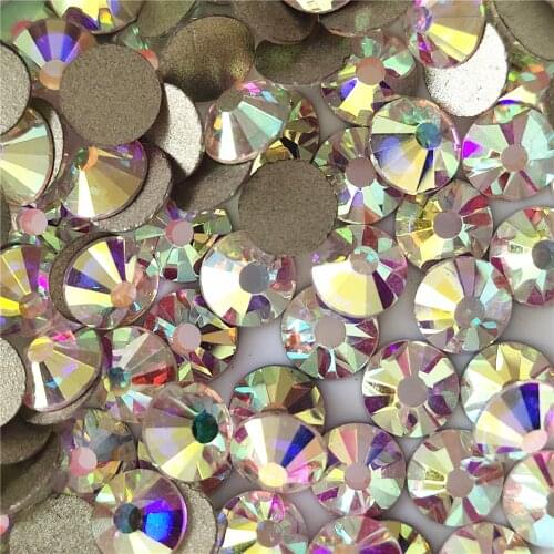 Newest Crystal AB Nail Art Rhinestones Gold Flat back Non Hot Fix Rhinestones Strass Fabric Garment Nail Art Decorations