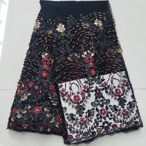 Lace With Beads High Quality Mesh SYJ-3888822 Tulle Nigerian Lace Fabric For Wedding Party Dress