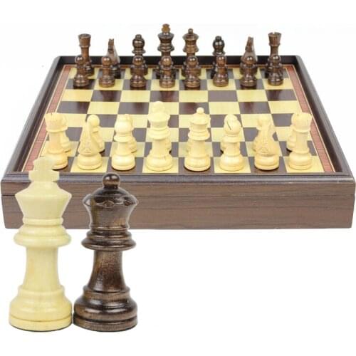 Hot Top Grade Wood Chess Set Portable Game Of Wooden Box Collection Table Chess International Chess Childrens Gifts Board Games
