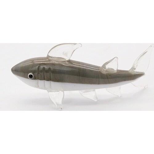 Miniature Handmade Glass Shark Figurine Cute Vivid Sea Animals Craft Ornaments Gifts Home Desktop Aquarium Decoration Collection