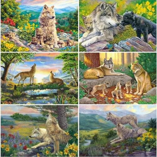 MomoArt Diamond Embroidery Animal Cross Stitch Kits Diamond Painting Wolf 5D DIY Needlework Beaded Mosaic Art Handmade Gift