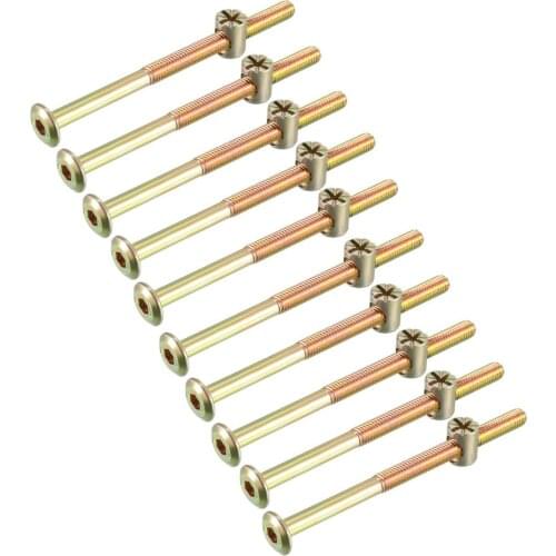 10sets Furniture Bolt Nut Set Hex Socket Screw with Barrel Nuts Phillips-Slotted M6x80 M6x90 M6x100 M6x120 Assortment Kit