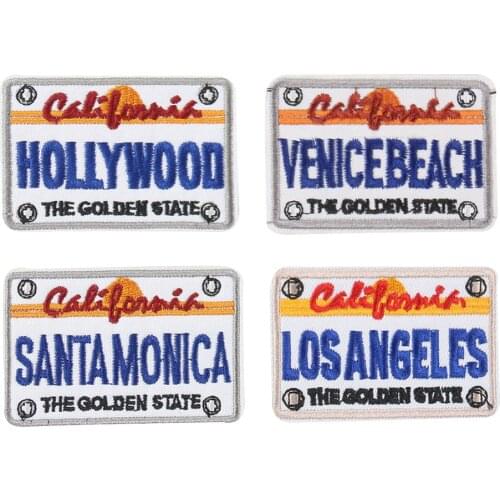 Venice Beach Santa Monica Los Angeles Hollywood Film World Famous Area Badge Embroidery Iron on Patch for Clothes Hat Backpack