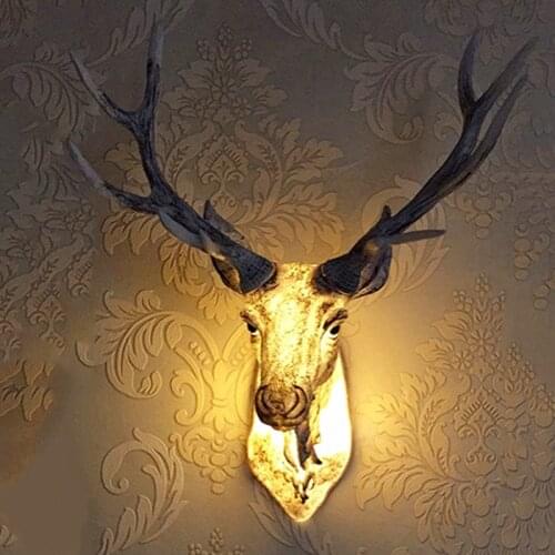 Nordic Antlers wall lamps Led Light Deer Resin Industrial Decor Creative Loft Decor Applicable To Living Room Bedroom Aisle Bar