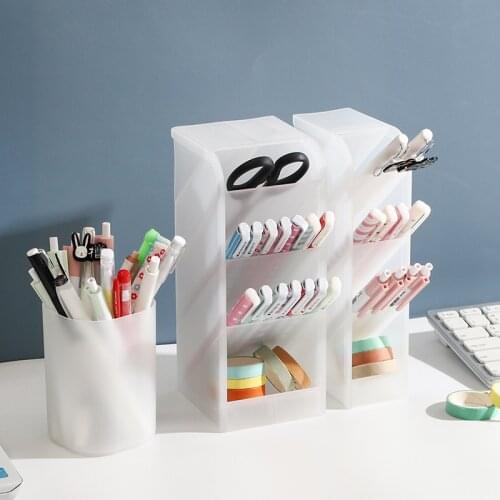 Desktop Organizer Pen Holder Pencil Makeup Brush Storage Box for Office School Stationery Case Stand Desk Cosmetic Brush Holder