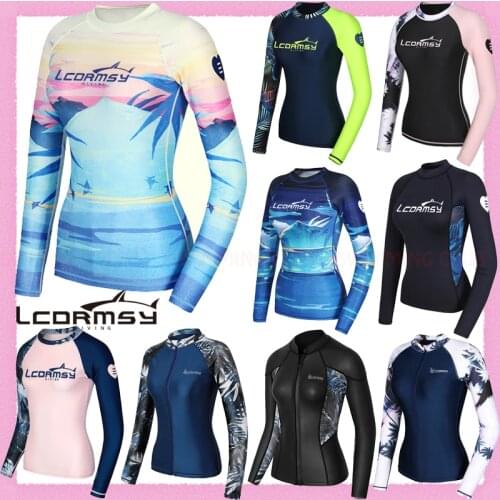 NWT LCDRMSY WOMENS RASH GUARDS BEACH LONG SLEEVES SURFING SWIMMING TOP SHIRTS WATER SPORTS GYM WETSUITS QUICK-DRYING UPF50+ NEW