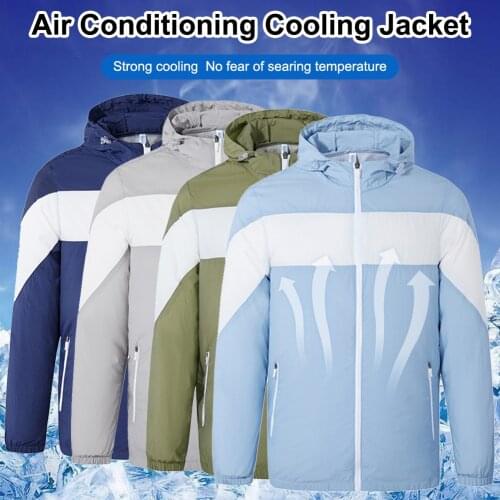 Cooling Jacket Summer Air Conditioning Cool Coat with Hood 2 USB Powered Fans for Outdoor Sun Protection(not included Battery)