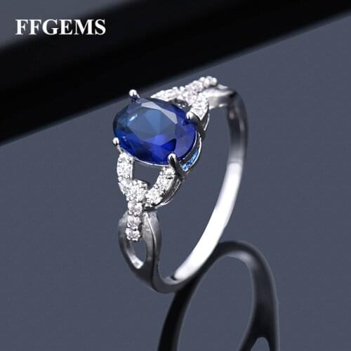 Oval Gemstones Amethyst Silver Ring Blue Sapphire White Gold Color Silver 925 Jewelry Aquamarine For Women Engagement Wholesale