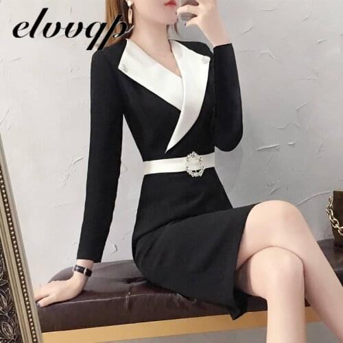 New Women Autumn Elegant Office Dress Female Fashion Diamonds Pencil Vestidos Retro Robe Femme Work Wear Designer Clothing