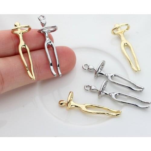 Zinc Alloy Gold Silver Villain Fit Charms Pendant 6pcs/lot For DIY Fashion Handmade Earrings Jewelry Material