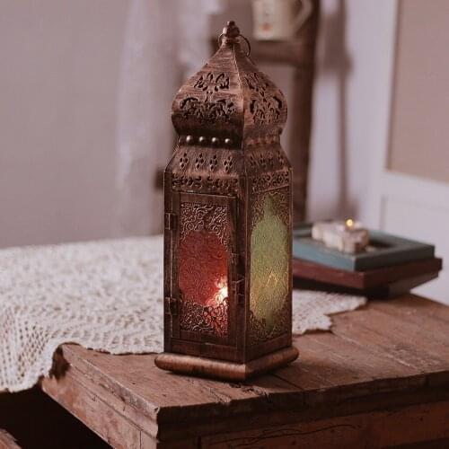 Hanging Tealight Candle Holders Wedding Vintage Colourful Glass Candle Holders Aesthetic Rustic Soporte Vela House Decor EI50CH