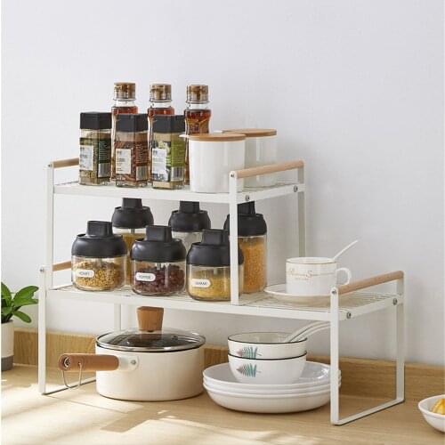 ADOREHOUSE Iron Storage Rack Portable Spice Jars Holder Sink Drying Rack Non-slip Bathroom Shelf Desktop Organizer Kitchen Tool