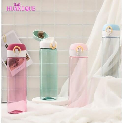 New Plastic Cup Bouncing Cover Water Cup Simple Sports 550ml Transparent Water Bottle Gift Cup Bottle Kitchen Accessories