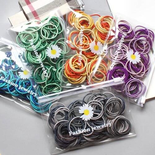100PCS/Lot New Girls Cute Colorful Basic Elastic Hair Bands Tie Gum Scrunchie Ring Rubber Bands Children Fashion Hair Accessorie