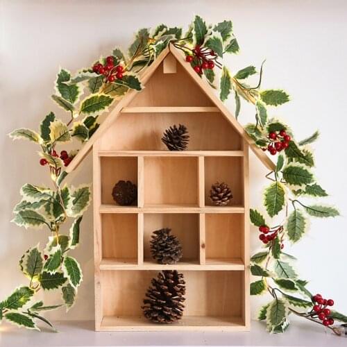 Christmas Garland Light Strings Pine Leaves Cones Red Fruit Copper Wire LED Lights Strings Christmas Decoration for Home Wedding