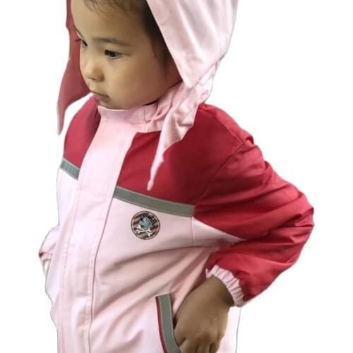 Pink girl spring rain coat jacket waterproof PU rubber 100% waterproof baby warm